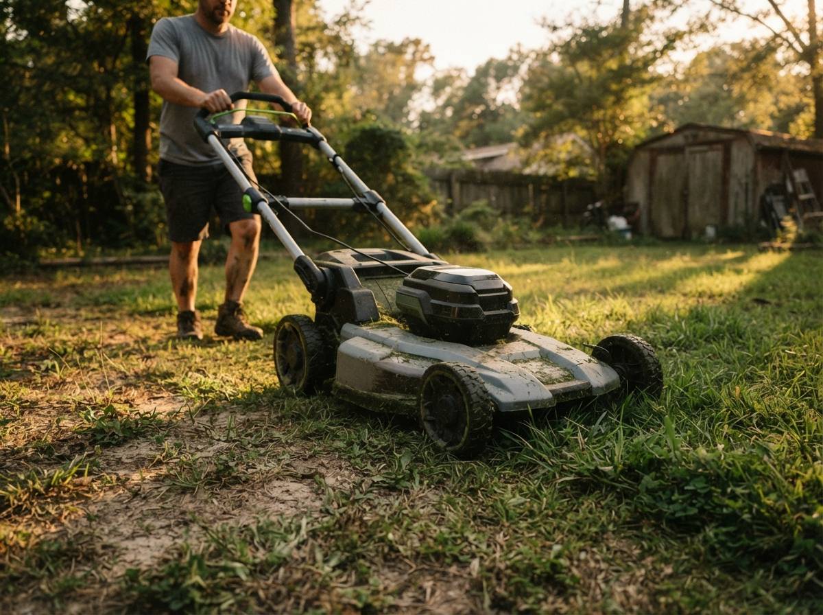 A hands on Greenworks 80V mower review testing the MO80L415 across sun, shade, slopes, and overgrown grass to see if this…