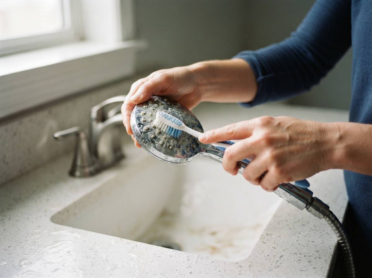 Weak shower spray usually means mineral buildup, not a broken fixture.